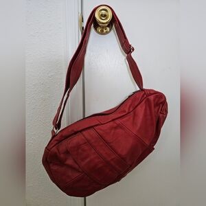 Red Leather Sling Bag